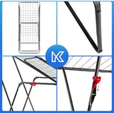 Droogrek, 180 x 55 x 101 cm - luchtstroomwasrek, wasdroger met antislipvoeten, vleugelwasdroger, kleding - Antraciet