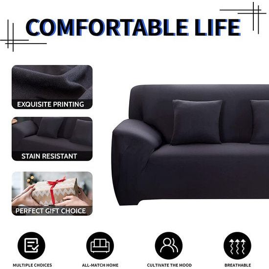 Bankhoes voor 3-zits, stretch, elastische bankovertrek, spandex, bankovertrek met 2 kussenslopen, antislip, wasbaar, beschermhoes, bank, donkergrij
