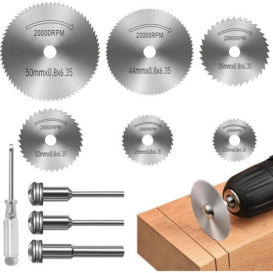 Hogesnelheidsstaalbladen voor roterend gereedschap, schijfboor, miniatuur cirkelzaagbladen voor het zagen van hout, kunststof en metaal (één schroevendraaier)