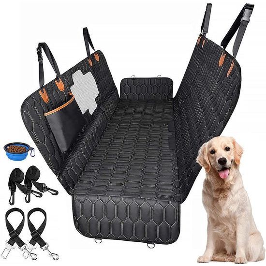 Hondendeken voor de achterbank, kofferbakmat voor hond, waterdichte autodeken voor honden, met opvouwbare hondenbak, hondendeken, achterbank met zijbescherming en kijkvenster