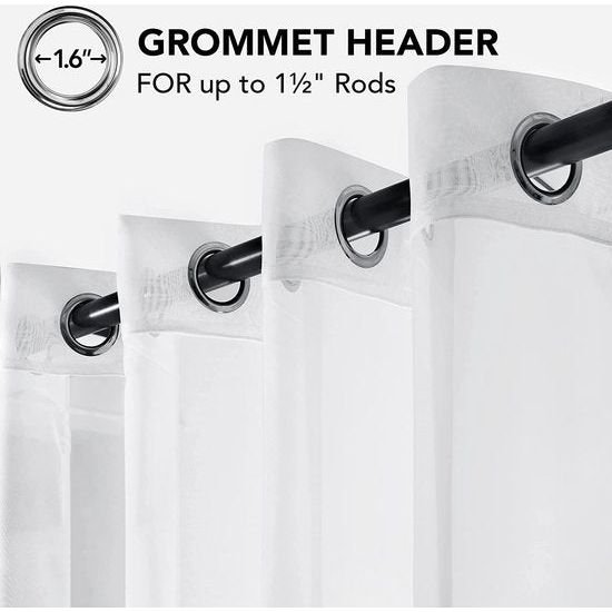 Set van 2 Transparante Voile Gordijnen Vitrage Wit met Ringen in Zacht Stof voor Woonkamer 132x160cm