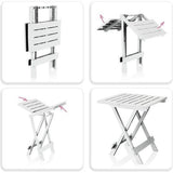 Klaptafel van kunststof, bijzettafel voor tuin, terras en balkon, ruimtebesparende tuintafel voor camping (01 x wit)