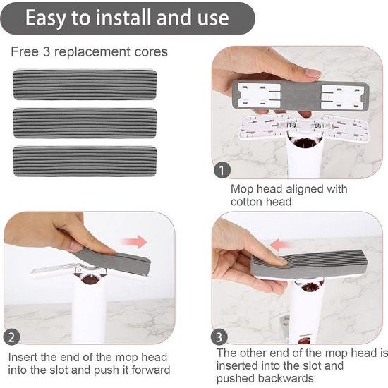 Desktop Reiniging Mini Mop met 3 reservekoppen Draagbare Squeeze Mop Handwasbare Desktop Reiniging Draagbare Opvouwbare Squeeze Mop Spons Mop voor ramen, vloer, muur, auto