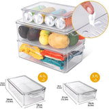 Koelkastorganizerset, set van 9 transparante opbergdozen, koelkastdozen, stapelbare koelkastcontainers met deksel voor keukens, kasten, voorraadkast, lade