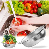 Keukenzeef, set van 3, roestvrijstalen pastazeef, microgeperforeerde keukenzeef, metalen zeef, roestvrijstalen vergiet voor pasta, fruit, rijst, groenten - 16/22/28 cm