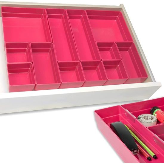 Hausfelder Ordenliebe Lade-organizer, opbergsysteem voor het opbergen van keuken, kantoor, make-uptafel, cosmetica (roze)