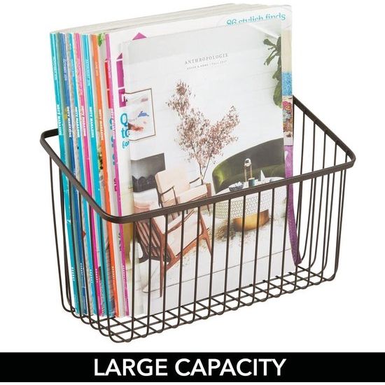 Set van 2 metalen wandrekken, grote opbergmand voor de hal, slaapkamer en andere ruimtes, organizer voor brieven, portemonnees, zonnebrillen of badkameraccessoires, bronskleurig.