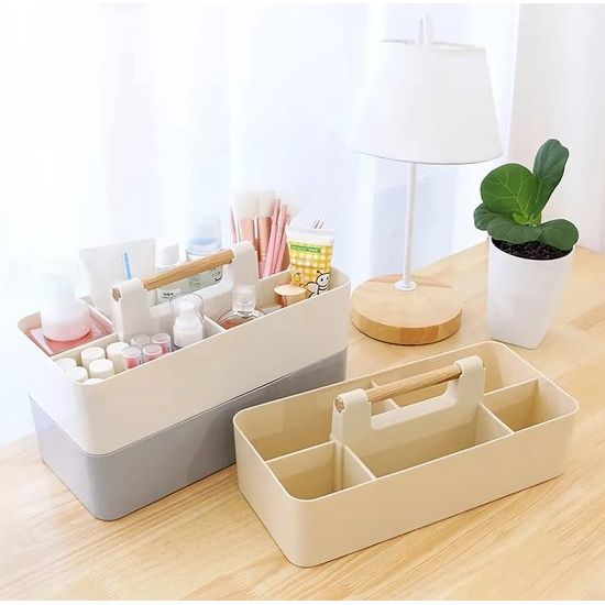 3-delige set stapelbare organizercaddy met handgreep, grote ladekast opbergmanden met 5 tassen voor badkamer, kinderkamer, knutselspullen, naaigereedschap - 3 kleine