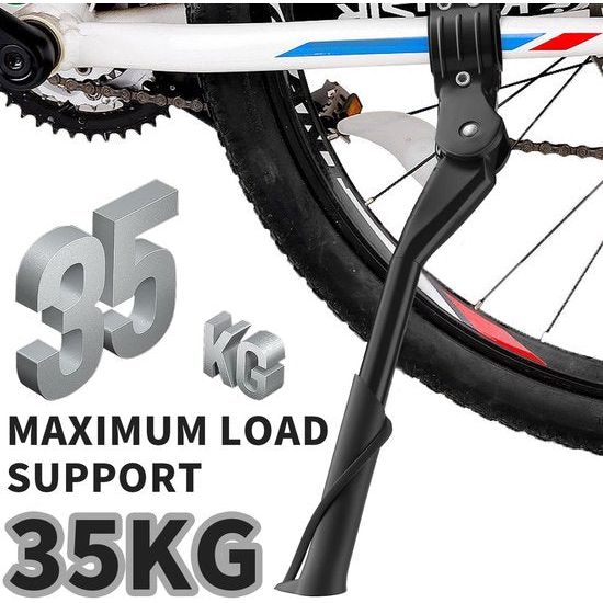 Fietsstandaard 24-29 inch, in hoogte verstelbare fietsstandaard, zijstandaard, gestippelde antislip rubberen voeten, maximale belasting 35 kg, voor mountainbike, e-bike, trekkingfiets,