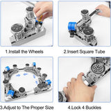 Onderstel voor wasmachines, verstelbare wasmachinesokkel met 8 poten en 4 wielen, wasmachinesokkel, berenbelasting 300 kg, platform voor koelkast, droger en vriezer