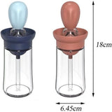 2 stuks oliefles met kwast siliconen, 2-in-1 oliefles siliconen kwast, olijfolie fles met kwast, oliedispenser met kwast voor keuken, bakken, koken, gebakkwast (180 ml / 6,3 oz)
