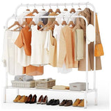 Kledingrek met 2 kledingstangen, multifunctionele kapstok van metaal met 1 plank en 4 haken, kan kleding, tassen en schoenen opbergen