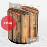 KADAX - Zitpoef, Poef, ronde poef, Ø 40.5x41 cm - houtlook, poef met wasbare overtrek, zitzak, vloerkussen, decoratieve kruk, voetenbank, zitkussen, stoffen kruk - Lichtbruin