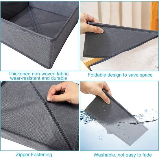 Set van 8 lades voor een organisatiesysteem in een kast, opvouwbare lade opbergdoos gemaakt van niet-geweven stof, ondergoedorganizer voor kledingkast om kleding, beha's, sokken, slipjes en stropdassen op te bergen.