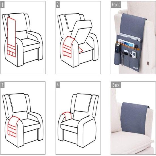 Sofa-organizer, opbergdoos voor tablet, armleuning, tas met 5 vakken Sofa-organizer, opbergdoos voor tablet, armleuning, tas met 5 vakken
