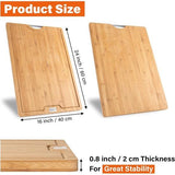 Extra grote snijplank 60 x 40 x 2 cm, TJ POP bamboe snijplank met sapgroef en handvat, keukensnijplank slagersblok voor kalkoen, vlees, groenten, brood, kaas