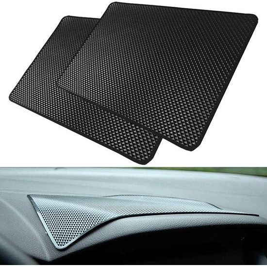 2 x Car Holder Non-Slip Mats (27 x 15 cm) PVC Mobile Phone Non-Slip Pad Car Mat Dashboard Sticky Pad Adhesive Mat for Mobile Phones Sunglasses Keys etc.
