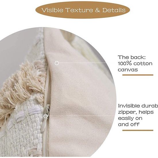 2 boho kussenslopen, macramé kussenslopen, kussensloop met kwastjes, 30 x 50 cm, decoratief katoenen linnen, sierkussen, sofakussen voor bank, woonkamer, tuin, kussen, boho-stijl hoofdkussenslopen