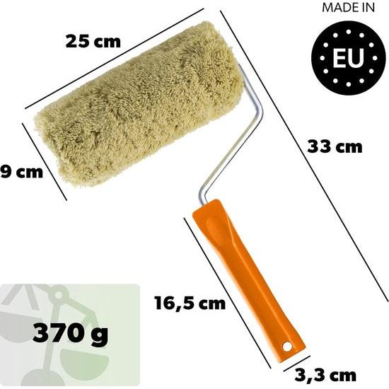 KADAX - Verfroller, schilderbenodigdheden voor muurverf en gevel - gevelverf, gevelroller met handvat van kunststof, schilderroller, verfroller - 25cm