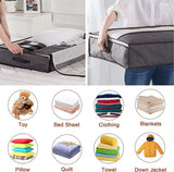 Opbergtas voor onder het bed, 90 liter, opvouwbare opbergtas, kledingbox, vliesstof met helder venster en handgreep, bedlade voor dekbedden, kussens, dekens