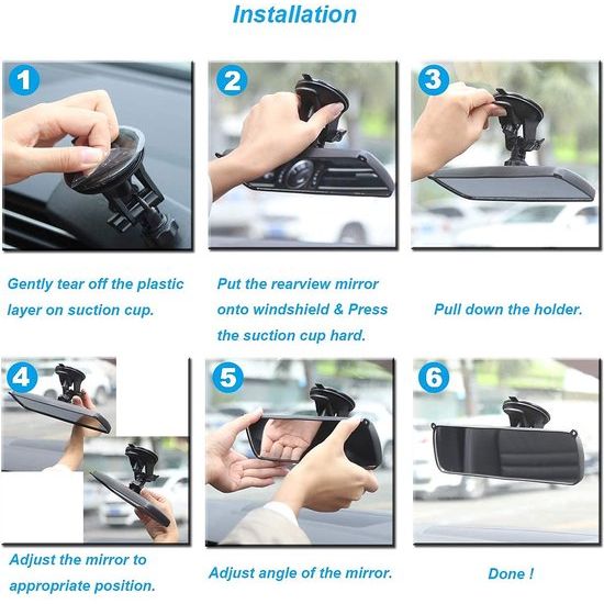 Achteruitkijkspiegel, rij-instructeur spiegel, auto-binnenspiegel met zuignap, universele auto-binnenspiegel voor auto, SUV, CRV, bestelwagen, vrachtwagen, 250x71mm