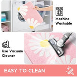 Badkamertapijt antislip wasbaar 45 x 65 cm badmat absorberende badmat sneldrogend badmat zacht microvezel met madeliefjespatroon roze