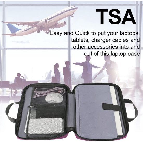 Laptoptas 15,6 inch, TSA-vriendelijke laptophoes 15/6, waterafstotende laptoptas met vakken en vakken, compatibel met notebook, cadeau voor vrouwen, paars