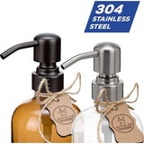 Zeepdispenser 'Sarajevo' - dubbele set douchedispenser van bruin glas fles met siliconen onderzetter en 304 dubbele pompkop in mat zwart (2 stuks van 500 ml)