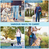 Hondendrinkfles 800 ml, waterflessen voor honden en katten, lichtgewicht drinkfles voor huisdieren met opvouwbare siliconen waterbak, voor buitenwandelingen, wandelen, reizen, blauw