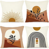 Kussensloop 50 x 50 cm, set van 4 outdoor kussens, sierkussens, linnen, kussenhoezen, geometrisch patroon, kussenhoezen voor bank, woonkamer, sierkussen, 50 x 50 cm