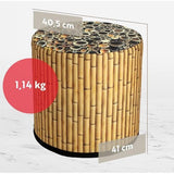 KADAX - Zitpoef, Poef, ronde poef, Ø 40.5x41 cm - houtlook, poef met wasbare overtrek, zitzak, vloerkussen, decoratieve kruk, voetenbank, zitkussen, stoffen kruk - Bamboo