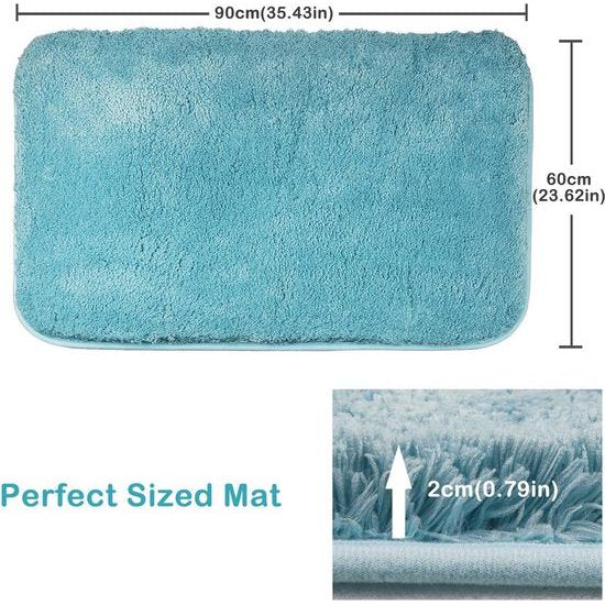 Badmat, antislip, hoogpolig, machinewasbaar, waterabsorberend en zachte microvezels, 60x90 cm