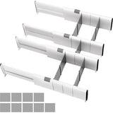 Opbergsysteem voor schuifladen, verstelbare ladeverdeler, scheidingssysteem, keuken, ladeverdeler, organizer met 9 inzetstukken, voor keuken, badkamer, slaapkamer, commode, 27-44 cm, 4 stuks