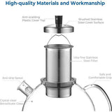 Originele 2000 ml zilveren glazen theepot van borosilicaatglas met afneembare 18/8 roestvrijstalen zeef, roestvrij, hittebestendig voor zwarte thee, groene thee, fruitthee, geurende theezakjes.