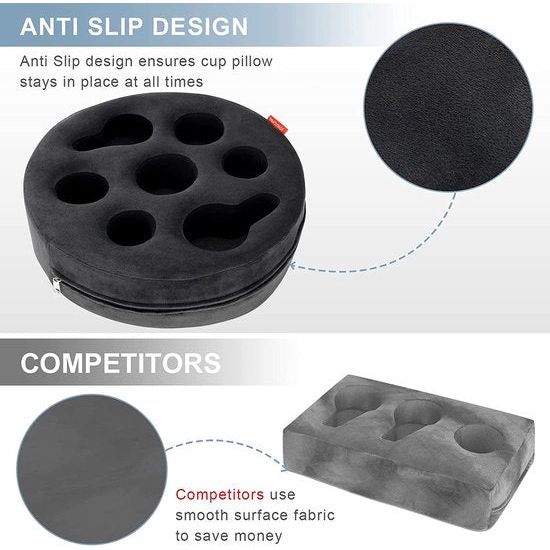 Bankbekerhouder, uitneembare en wasbare fluwelen cup-cosy-kussen met koffiekophouder voor thuis, auto, badkamer, park, reizen, binnen en buiten, grijs