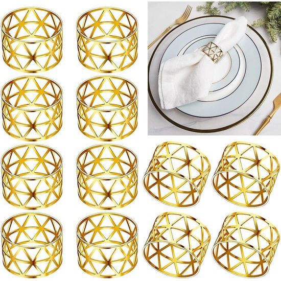 Servetringen goud 12 stuks servetringen set metalen servetringen, holle servettengespen voor jubileum, Kerstmis, Nieuwjaar, verjaardag, feest, tafeldecoratie