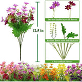 Kunstbloemen, 6 bundels kunstmadeliefjes, plastic bloemendecoratie, uv-bestendige bloemen voor binnen en buiten, hangende planten, tuin, porch, raambox, thuis, bruiloft