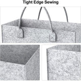 Zak brandhout vilt grijs met handvatten, 52 x 26 x 26 cm vilten tas, boodschappentassen, vilten tas, houten mand voor brandhout, speelgoed en kranten, vilten tas Shopper 35 L inhoud brandhout