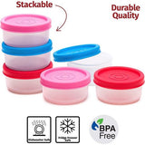 Signora Ware Lekvrije vershouddozen 40 ml - luchtdichte, kleine magnetronbestendige opbergdoos met deksel - mini camping plastic blikjes set voor sauzen, dips en specerijen