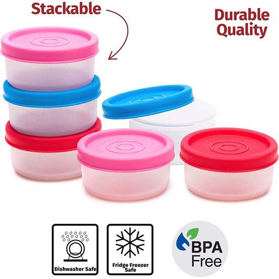 Signora Ware Lekvrije vershouddozen 40 ml - luchtdichte, kleine magnetronbestendige opbergdoos met deksel - mini camping plastic blikjes set voor sauzen, dips en specerijen