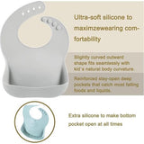 3-delige siliconen slabbetjes voor baby's voor jongens en meisjes, waterdichte slabbetjes met opvangbak, instelbaar afwasbaar, babyslabbetje, siliconen slabbetje met grote zak voor het