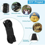 15mx6mm Expanderseil Gummiseil Schwarz Gummispanner Spanngummi Elastisches Bungee Seil Gummi Spannseil Gummischnur Planenseil mit Spiralhaken Pressklemmen für Anhängerplane Planen Zelte