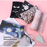 Brillenkoker, 2 stuks draagbare zonnebrillen etui met kliksluiting brillenkoker zachte bril beschermhoes leesbrillenetui voor dames met reinigingsdoekje