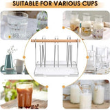 Bekerhouder van roestvrij staal met flessendroger en afdruiprek, metalen houder voor 6 flessen, met lekbak, geschikt voor flessen en kopjes, zilver, 23.5 x 14 x 9 cm
