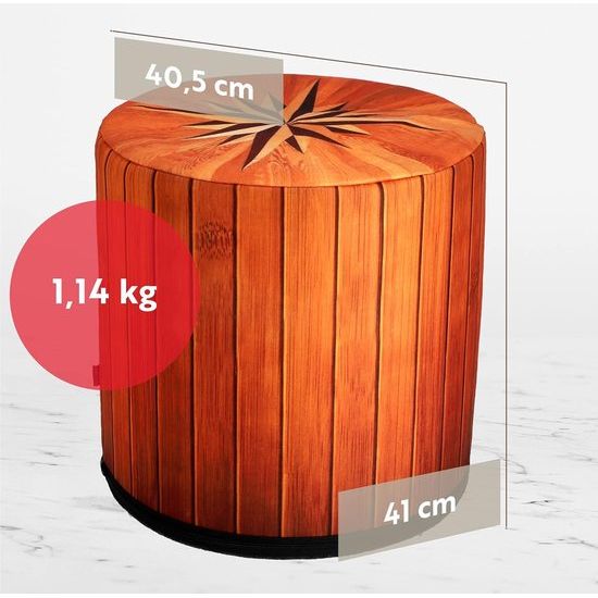 KADAX - Zitpoef, Poef, ronde poef, Ø 40.5x41 cm - houtlook, poef met wasbare overtrek, zitzak, vloerkussen, decoratieve kruk, voetenbank, zitkussen, stoffen kruk - Kompas