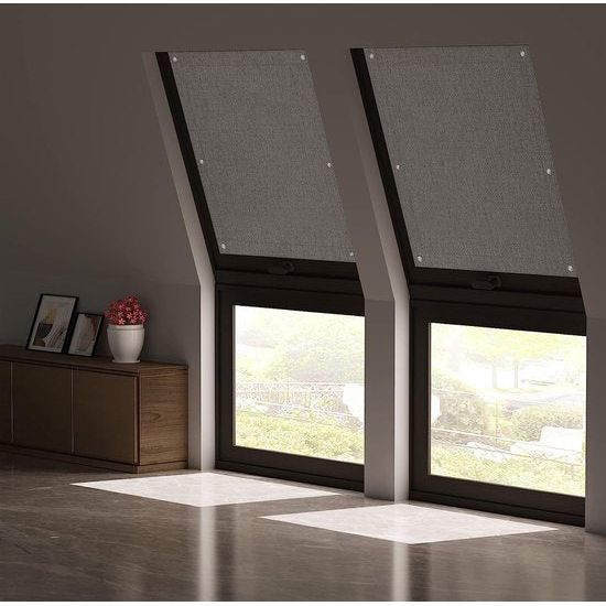 Thermisch rolgordijn voor dakramen, zonder boring, zonwering, Verduisteringsrolgordijn met zuignappen, thermisch rolgordijn, hittebescherming voor dakramen, 96 x 93 cm, Grijs