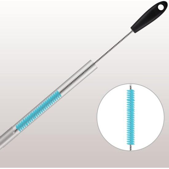 4-delige flessenborstelreinigingsset voor het reinigen van flessen met smalle hals, waterflessen, babyflessen, drinkbekers en rietjes (blauw)
