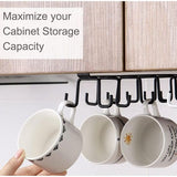 2 stuks bekerhouders voor kopjes, kopjes, opberghaken, onder kast, kopjeshouder, dubbele rijen, keukengerei, dassen, riemen, sjaals, sleutels, zwart