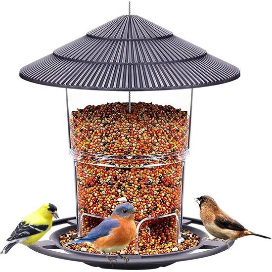 Vogelhuis om op te hangen, vogelvoederdispenser voor wilde vogels, vogelvoederhuis voor tuin, balkon, vogelvoederhuis om op te hangen, weerbestendig, zwart