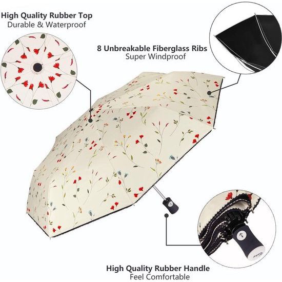 Paraplu, parasol, UV-bescherming voor buiten, automatisch opvouwbare paraplu voor dames, winddicht, regendicht, mini-paraplu, zakparaplu's met 8 baleinen voor volwassenen en kinderen op reis